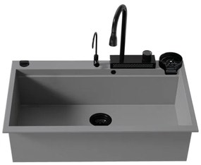 Sanitec Ultra Granite 850 Quartz Multi Ένθετος Γρανιτένιος Νεροχύτης 79Χ50cm Pietra (Black accessories)