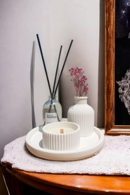 Stewehome Σετ διακοσμητικό μίνι βάζο με αρωματικό χώρου και στρογγυλή βάση Λευκό 7x10 cm
