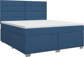 vidaXL Κρεβάτι box spring με στρώμα Μπλε 140 x 200 cm Ύφασμα