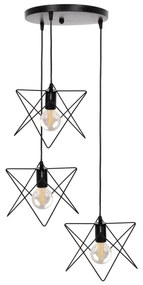 CEILING PENDANT LAMP  3-LIGHT BLACK METAL Φ23x122Hcm. 23x23x122 εκ.