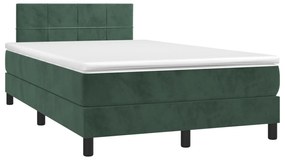 vidaXL Κρεβάτι Boxspring με Στρώμα Σκούρο Πράσινο 120x200εκ. Βελούδινο