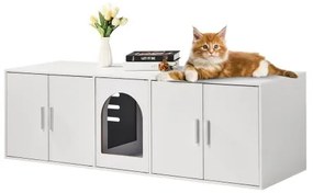 VEVOR Cat Litter Box Enclosure Wooden Litter Box Furniture Hidden 57.9&quot; White