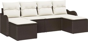 vidaXL Σετ Καναπέ Κήπου με μαξιλάρι 6 pcs Καφέ Πολυ ράταν