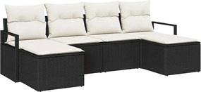 vidaXL Σετ Καναπέ 6 pcs Μαύρο συνθετικό ρατάν
