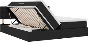 vidaXL Κρεβάτι Αποθήκης με στρώμα Μαύρο 200 x 200 cm Τεχνητό Δέρμα