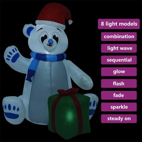 vidaXL Χριστουγεννιάτικη Φουσκωτή Πολική Αρκούδα Εσ/Εξ χώρου LED 2,4 μ