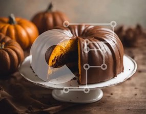 Σετ των 2 Intra Συλλεκτικό Ξύλινο Παζλ Plywood 4mm - Τούρτα Bundt σοκολάτας με φέτες και κολοκύθες Σε Ξύλινο Κουτί - Διαστάσεις: 10x10 cm – 25 κομμάτια