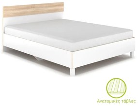 Double Bed Awell color sonoma-white 160x200cm 164x203x91 εκ.