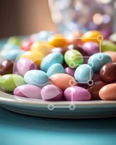 Σετ των 2 Intra Συλλεκτικό Ξύλινο Παζλ Plywood 4mm - Πολύχρωμα καλάμια καραμελών σε λευκό πιάτο Σε Ξύλινο Κουτί - Διαστάσεις: 10x10 cm – 25 κομμάτια