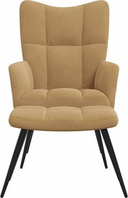 vidaXL Πολυθρόνα Relax Καφέ Βελούδινη με Σκαμπό