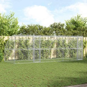 vidaXL Κλουβί Σκύλου με αποθήκευση 3 pcs Ασημί 6 x 2 x 2 m Ατσάλι