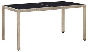 vidaXL Σετ Τραπεζαρίας Εξ. Χώρου 7 τεμ. Μπεζ Συνθ. Ρατάν με Μαξιλάρια