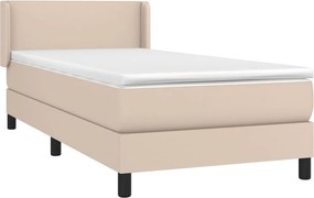 vidaXL Κρεβάτι Boxspring με Στρώμα Καπουτσίνο 90x200εκ.από Συνθ. Δέρμα
