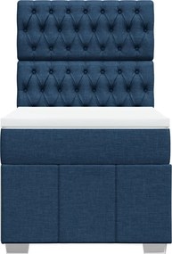 vidaXL Κρεβάτι Boxspring με Στρώμα Μπλε 100 x 200 εκ. Υφασμάτινο