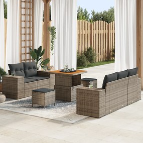 vidaXL Σετ Καναπέ Κήπου 8 pcs Γκρι συνθετικό ρατάν