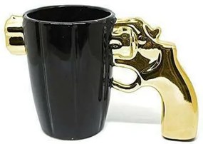 Revolver Κούπα Κεραμική Μαύρο-Χρυσό 350ml
