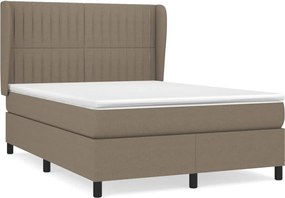vidaXL Κρεβάτι Boxspring με Στρώμα Taupe 140x200 εκ. Υφασμάτινο