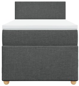 vidaXL Κρεβάτι Boxspring με Στρώμα Σκούρο Γκρι 100x200 εκ. Υφασμάτινο