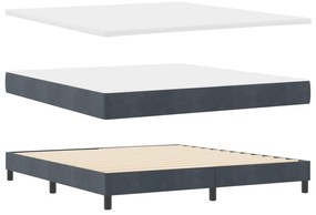 vidaXL Κρεβάτι Box Spring με Στρώμα Σκούρο Γκρι 180x200 εκ. Βελούδο