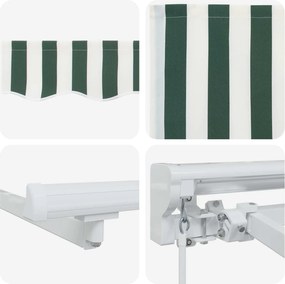 vidaXL Χειροκίνητο πλαίσιο τέντας με LED Πράσινο και Λευκό 3 x 2 m