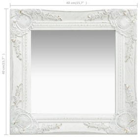 Καθρέφτης Τοίχου με Μπαρόκ Στιλ Λευκός 40 x 40 εκ. - Λευκό