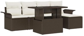 vidaXL Σετ Καναπέ Κήπου με μαξιλάρι 6 pcs Καφέ Πολυ ράταν