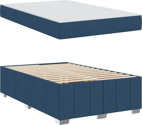 vidaXL Σκελετός Κρεβατιού με στρώμα Μπλε 120 x 200 cm ύφασμα