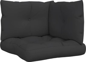 vidaXL Μαξιλάρια Παλέτας 3 τεμ. Μαύρα Υφασμάτινα