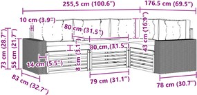 vidaXL Σειρά Καναπέ Εξωτερικού 4 pcs Φυσικό και Ανθρακί