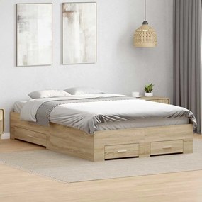 vidaXL Σκελετός Κρεβατιού Καφέ 120 x 200 cm Επεξεργασμένο ξύλο