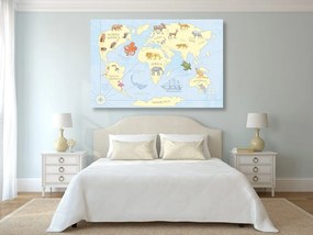 Εικόνα του παγκόσμιου χάρτη με τα ζώα - 120x80