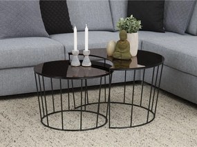 Σετ τραπεζιών περιοδικών Oakland 174, Καφέ, Μαύρο, 45cm, Γυαλί