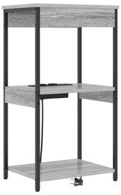 vidaXL Κομοδίνο με Σταθμό Φόρτισης Γκρι sonoma Επεξεργασμένο ξύλο