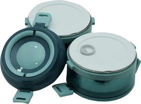 Σετ 2 Δοχεία Φαγητού Inox 1600ml σε Διάφορα Χρώματα - Μπλε