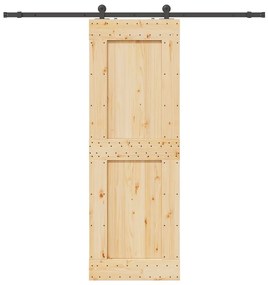 vidaXL Συρόμενη Μεσόπορτα με Μηχανισμό 80 x 210 εκ. Μασίφ Ξύλο Πεύκου