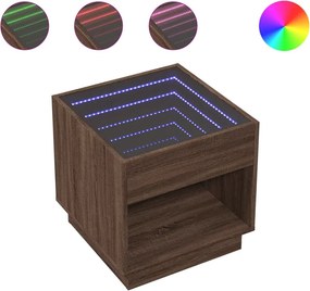 vidaXL Κομοδίνο Άπειρο Φως LED Καφέ Δρυς 50x50x50 εκ.