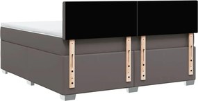 vidaXL Κρεβάτι Boxspring με Στρώμα Γκρι 180x200 εκ. Συνθετικό Δέρμα