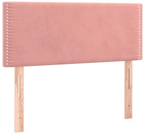 vidaXL Κρεβάτι Boxspring με Στρώμα &amp; LED Ροζ 120x200 εκ. Βελούδινο