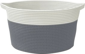 vidaXL Καλάθι Αποθήκευσης Γκρι και Λευκό Ø40 x 25 εκ. Βαμβακερό