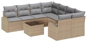 vidaXL Σετ Καναπέ Κήπου 9 pcs Μπεζ και Γκρι 55 x 55 x 37 εκ