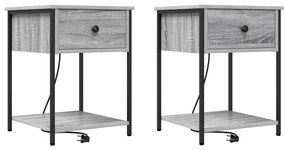 vidaXL Κομοδίνο 2 pcs Γκρι sonoma 42 x 41 x 56 εκ. Επεξεργασμένο ξύλο