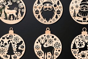 Σετ των 3 Intra απο ξύλο plywood 3mm-4mm πάχος Χριστουγεννιάτικο στολίδι Δίασταση 8x8 cm INTRAFABR-107637065