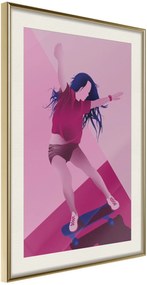 Αφίσα - Girl on a Skateboard - 20x30 - Χρυσό - Με πασπαρτού