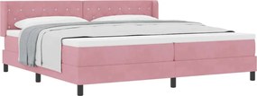 vidaXL Κρεβάτι με ελατήρια με κεφαλάρι Ροζ 200 x 200 cm Βελούδο