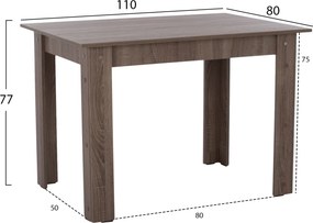 ΤΡΑΠΕΖΙ ΚΟΥΖΙΝΑΣ HM2428.05, 110x80x77Υεκ., SONOMA OAK TRUFFLE