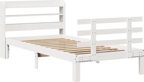 vidaXL Πλαίσιο Κρεβατιού Κεφαλάρι Λευκό 75x190εκ. Μασίφ Πεύκο