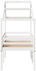 vidaXL Κρεβάτι Υπερυψωμένο με Οροφή 75x190εκ. από Μασίφ Ξύλο Πεύκου