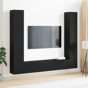 vidaXL Σετ 6 Τεμαχίων Ντουλάπι Τηλεόρασης  Τοίχο-τοποθετημένο Μαύρη Δρυς Επεξεργασμένο Ξύλο