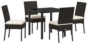 vidaXL Σέτ φαγητού για κήπο 5 pcs Μαύρο Πολυ ράταν