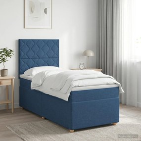 vidaXL Κρεβάτι box spring με στρώμα Μπλε 80 x 200 cm Ύφασμα